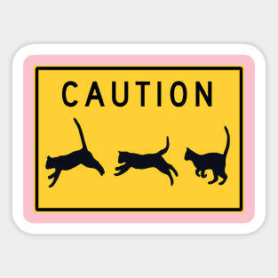 Cat Lover Caution Crossing Sign Sticker